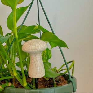 Adorable Ceramic Glazed Mushroom Plant Stake Decor